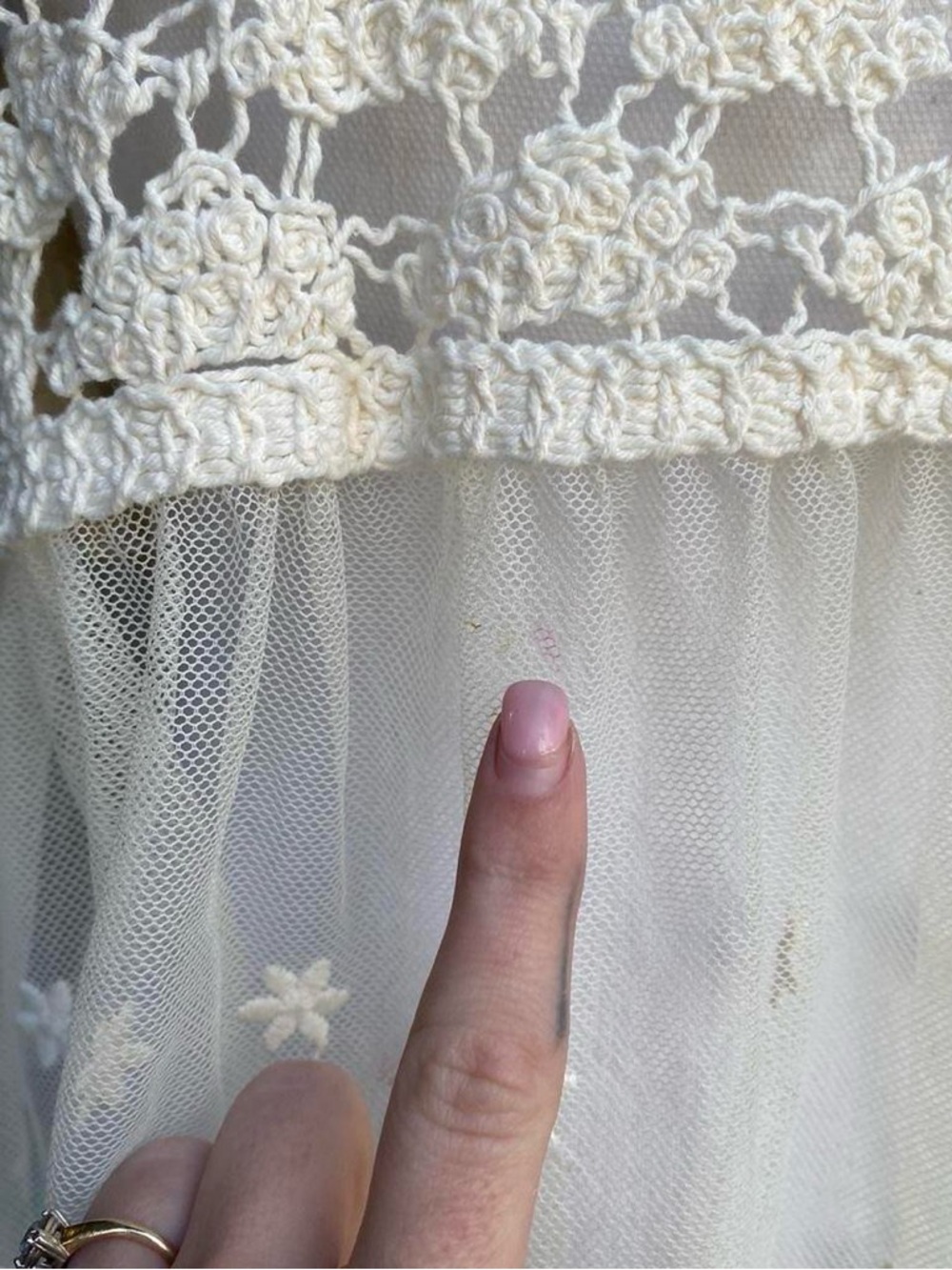 Cream Lace and Crochet Boho Top - Picture 2 of 3